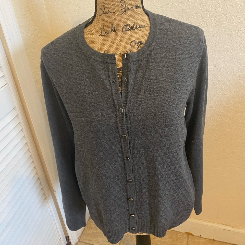 Gray Button-Up Cardigan size L